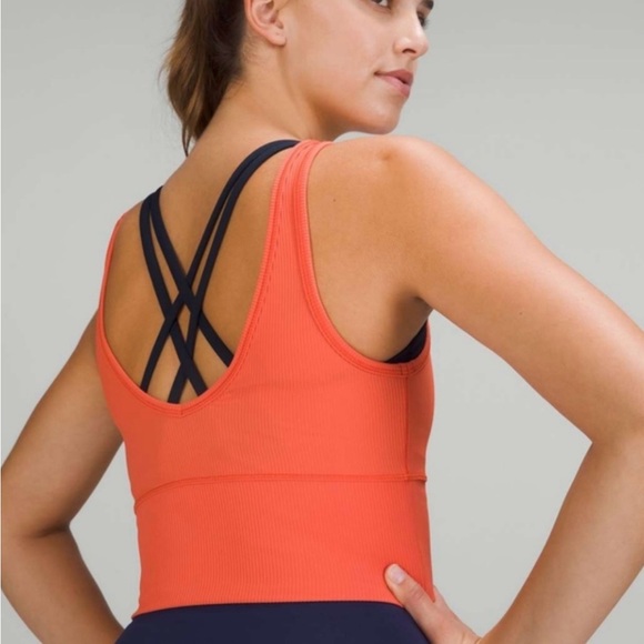 Lululemon Power Pivot Ribbed Tank Top - Size 10 - Oranges - Picture 2 of 9